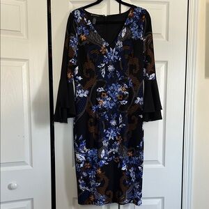 INC International Concepts Black and Blue Floral Dress